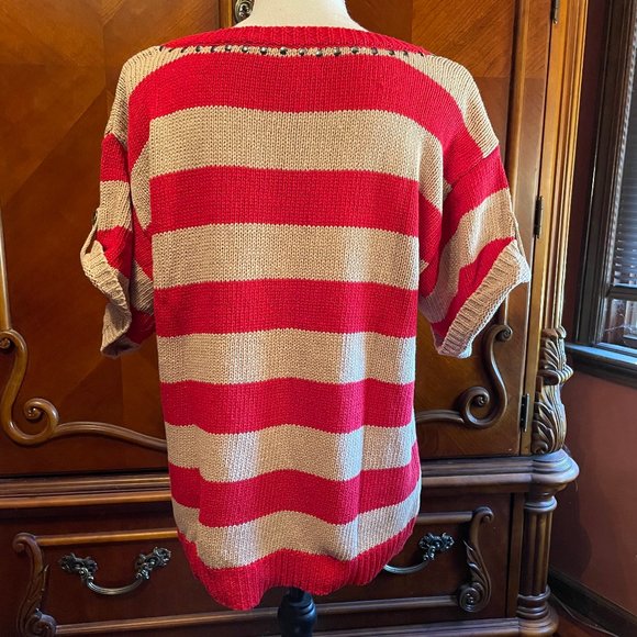 Red and Beige Striped "Together Classics" Sweater - Picture 4 of 5